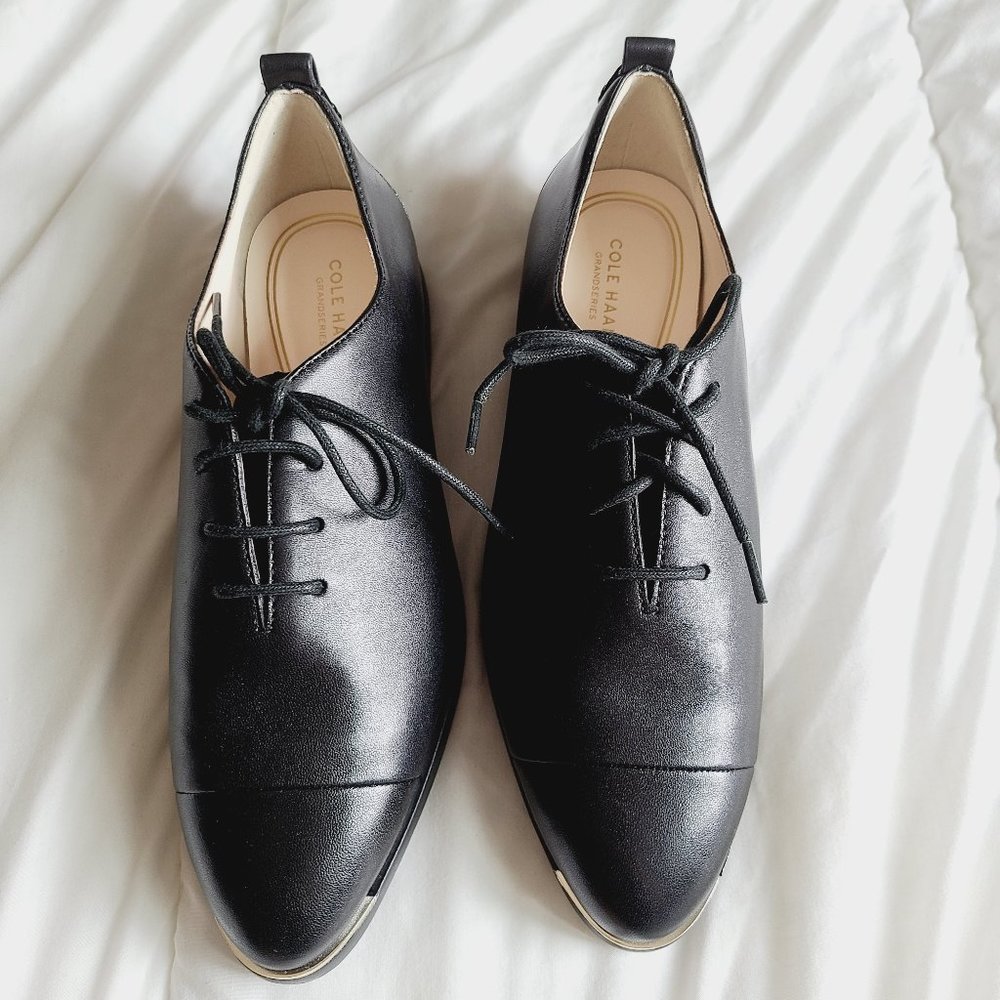 Cole Haan Black Lace Up  Leather Sneaker